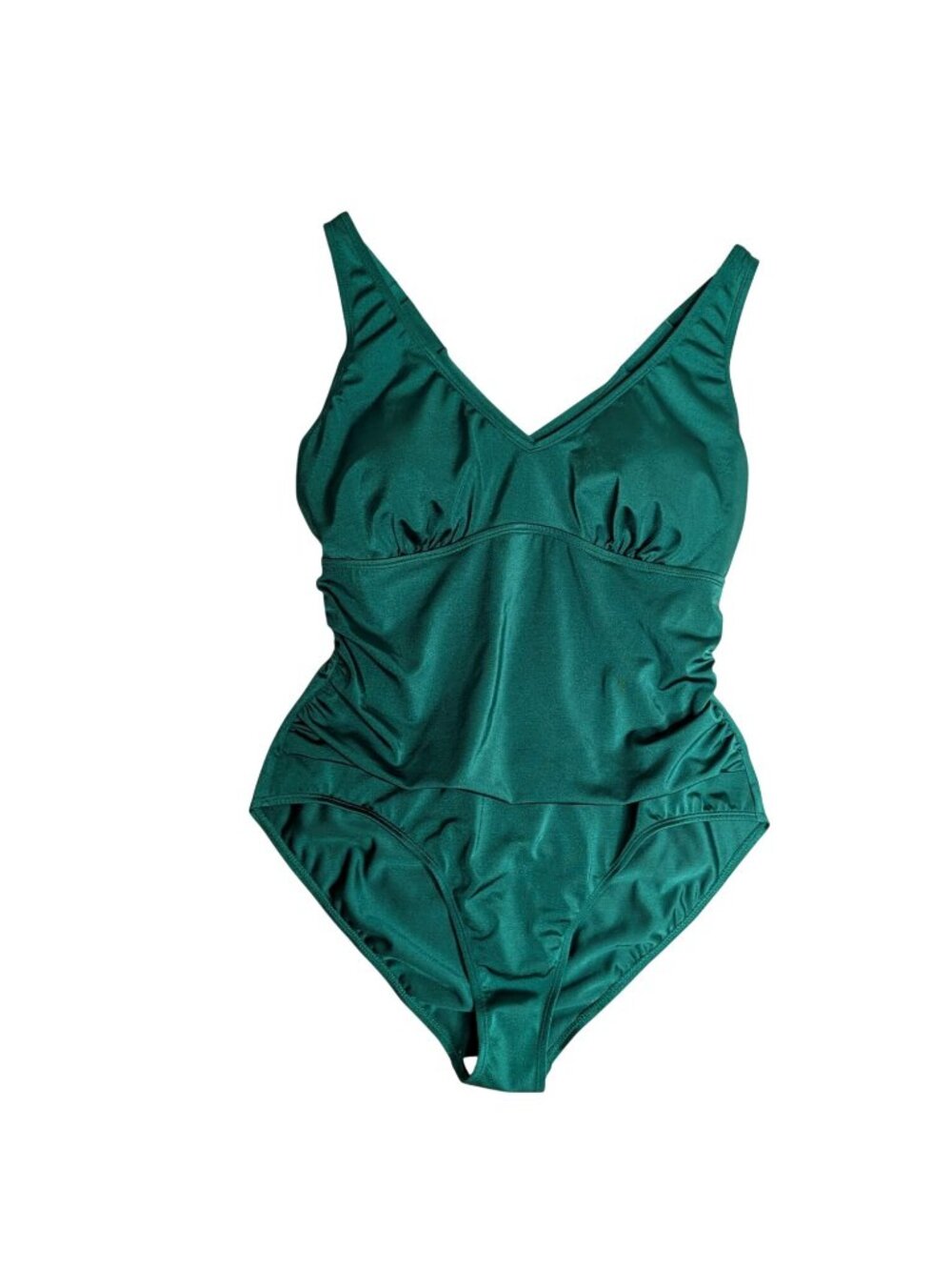 NWOT Green V-Neck Ruched One-Piece Swimsuit XXL Adjustable Straps